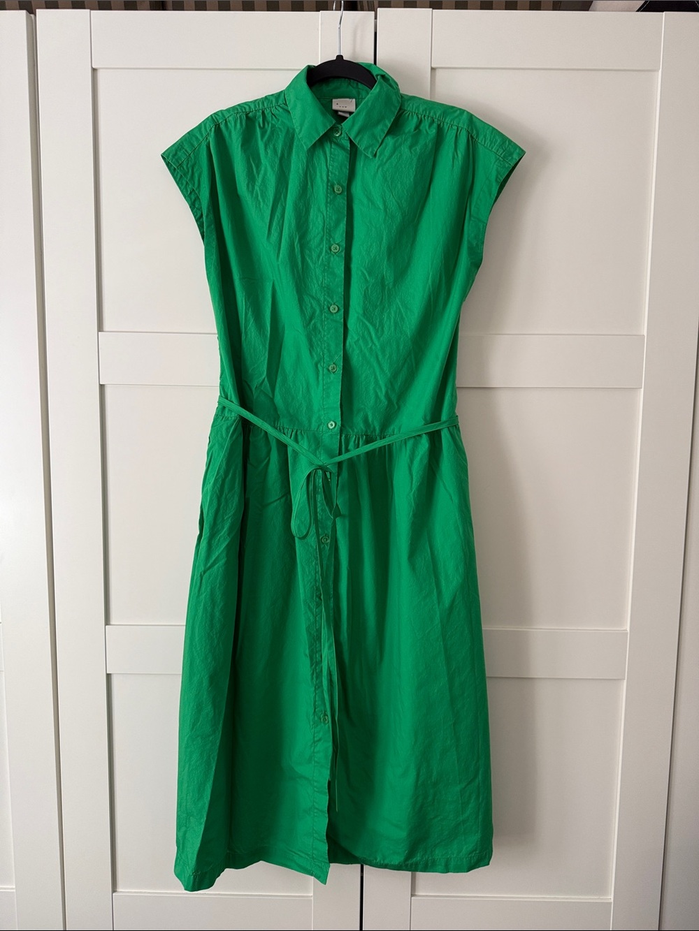 a new day Green Button-Front Midi Shirt Dress with Tie Waist